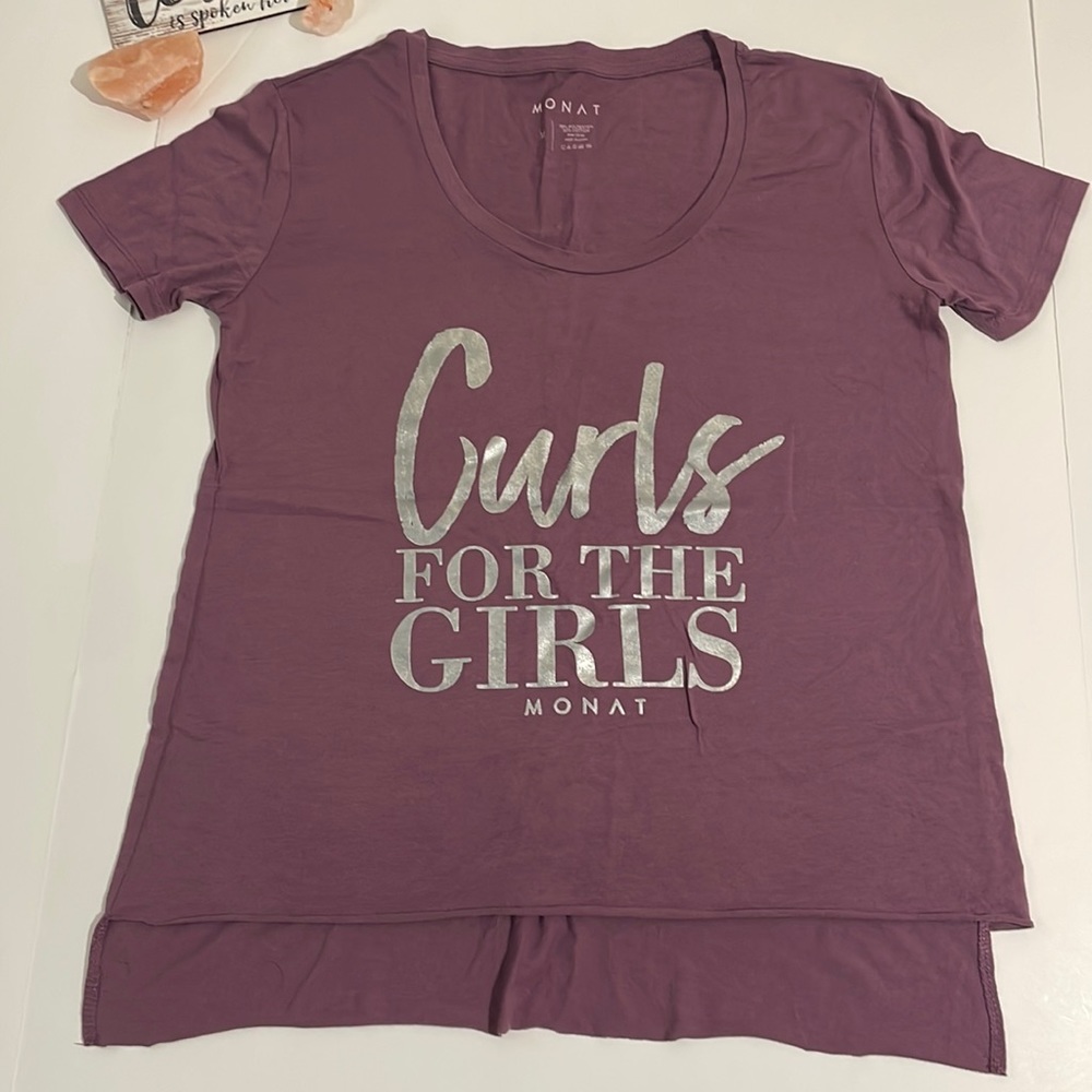 NWOT classic Monat gear “curls for the girls” purple with silver metallic size m